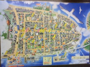 仙崎の絵地図。これを見ながら待ちます♪