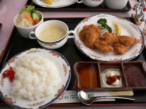 ランチは昨日と同じ道の駅「貞光ゆうゆう館」。クロコダイルのカツをいただきました！