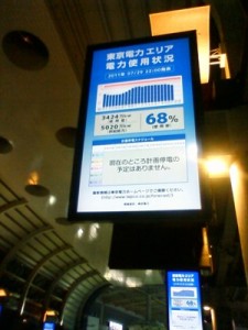 品川駅構内のモニター。しっかり節電。
